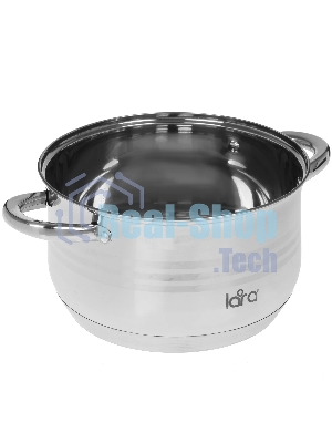 Кастрюля LARA LR02-583 SONATA 24x14,5 см, 6.5 л, нержавеющая сталь, индукция, с крышкой