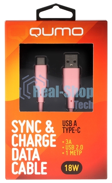 Кабель USB-A to Type-C, silica gel, 1м, 3A, 18W (pink)