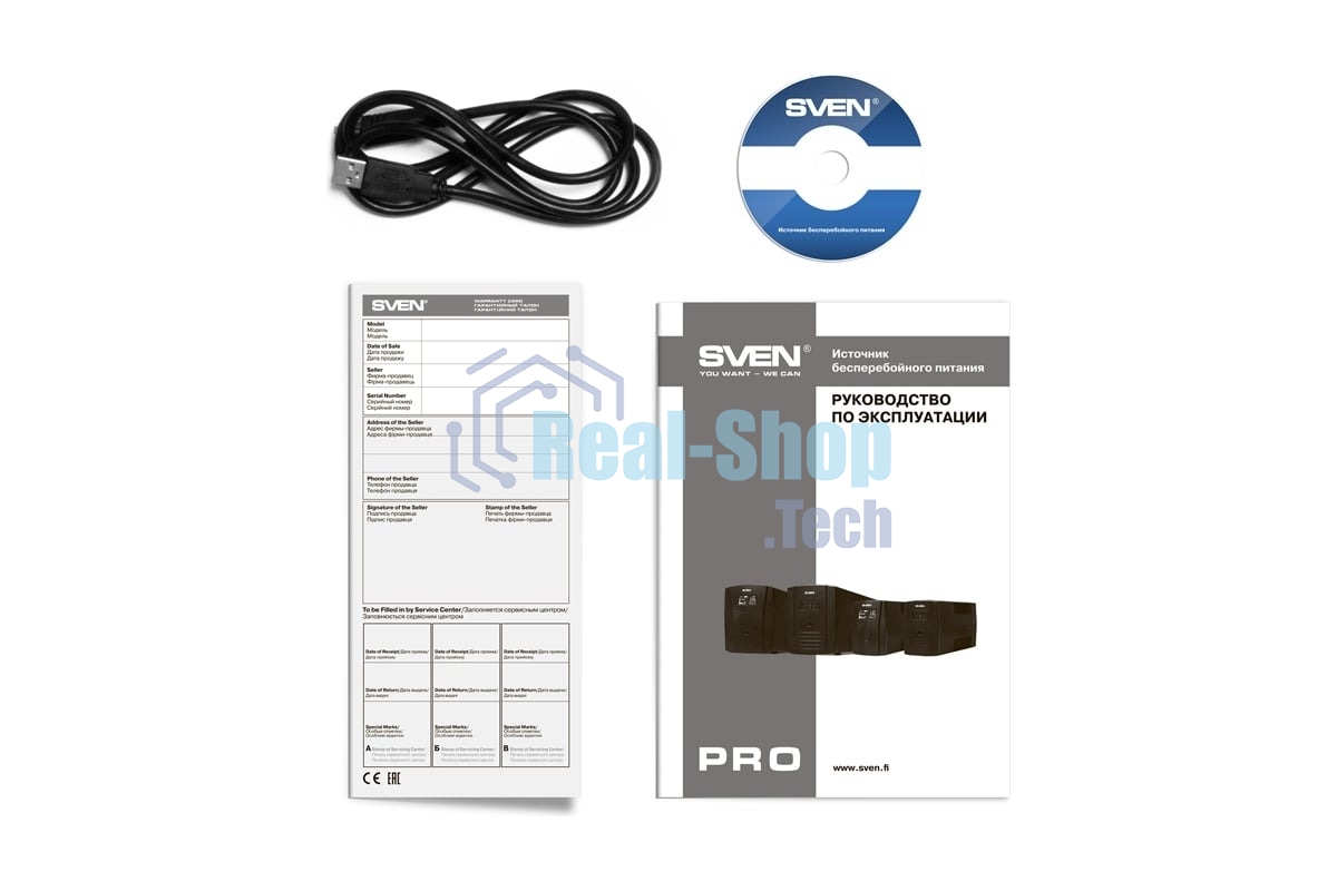 Источник бесперебойного питания SVEN Pro 650 650VA/390W LCD, USB, RJ-45 (2 EURO)