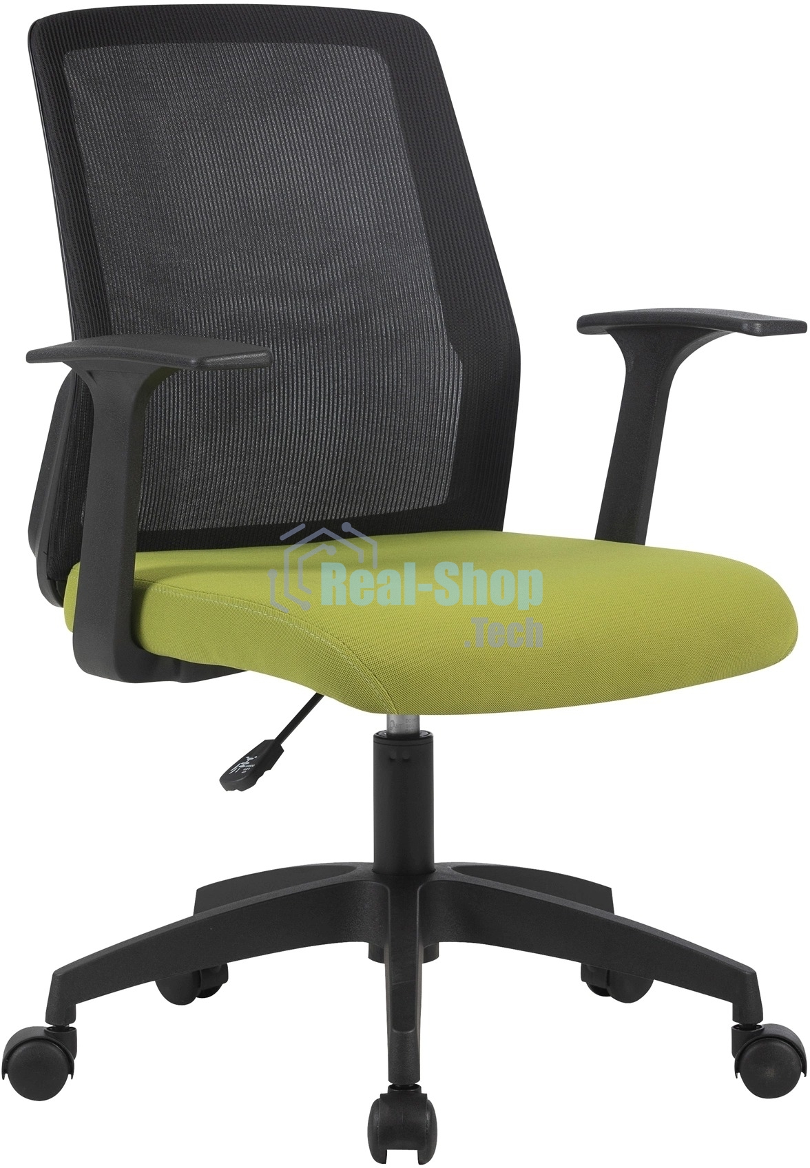 Кресло компьютерное Cactus CS-MC222-BKGN черный, сиденье салатовый, сетка/ткань, низк.спин. крестов. пластик, пластик черный