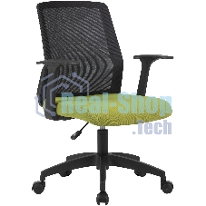 Кресло компьютерное Cactus CS-MC222-BKGN черный, сиденье салатовый, сетка/ткань, низк.спин. крестов. пластик, пластик черный