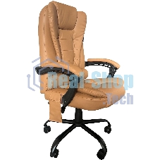 Кресло компьютерное с вибромассажем Cactus CS-CHR-OC05M-BR бежевый, эко.кожа, с подголов. крестов. пластик черный