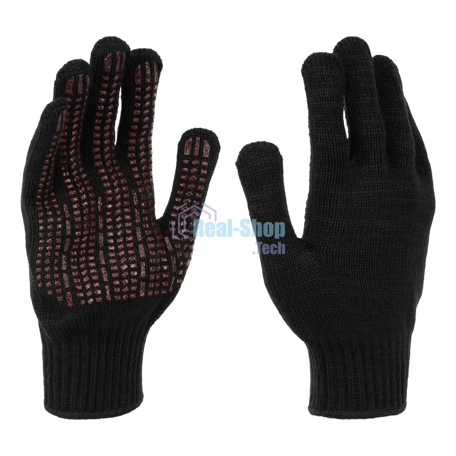 Перчатки трикотажные Сибртех акрил, усиленные, ПВХ-гель Протектор, черный, 10 класс