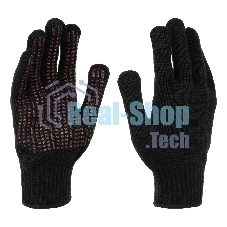 Перчатки трикотажные Сибртех акрил, усиленные, ПВХ-гель Протектор, черный, 10 класс