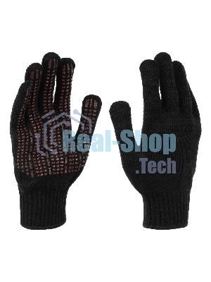Перчатки трикотажные Сибртех акрил, усиленные, ПВХ-гель Протектор, черный, 10 класс