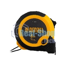 Рулетка Denzel 8м х 25мм, двухкомп. корпус, кнопка-пауза