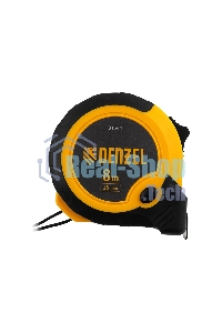 Рулетка Denzel 8м х 25мм, двухкомп. корпус, кнопка-пауза