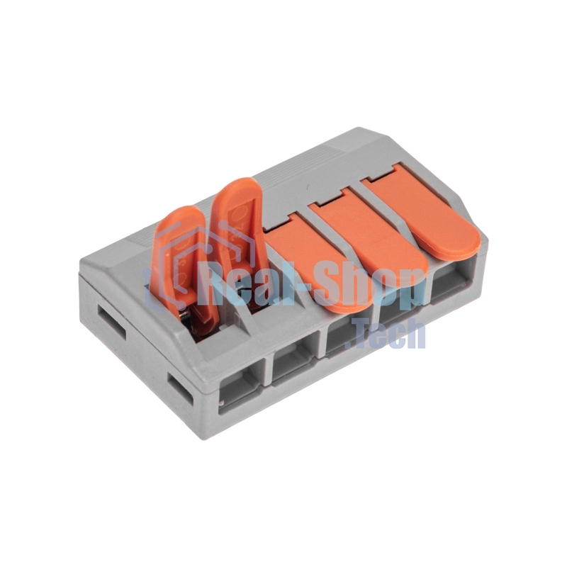 Универсальная клемма Rexant СМК 222-615/221-615, 5-проводная серая 0,5-4/6 мм² (15 шт/уп)