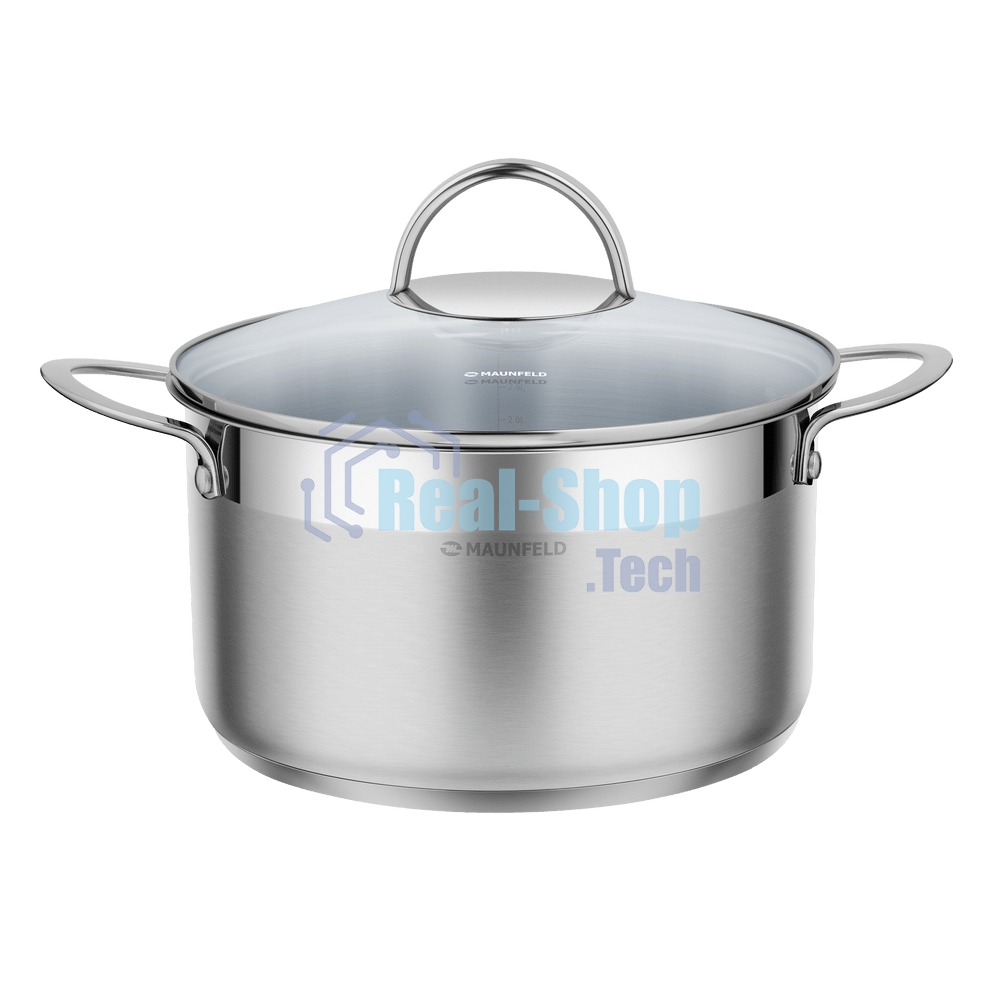 Кастрюля Maunfeld GERDA MCS44S07 из нержавеющей стали со стеклянной крышкой, 22 см, 4,4 л.