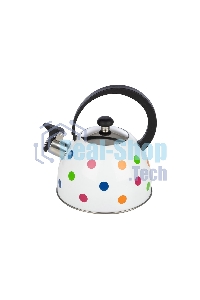 Чайник для плиты со свистком MAL-0403 2,2 литра, окрашенный в горошек, из нерж. стали, капсулированное дно