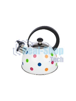 Чайник для плиты со свистком MAL-0403 2,2 литра, окрашенный в горошек, из нерж. стали, капсулированное дно