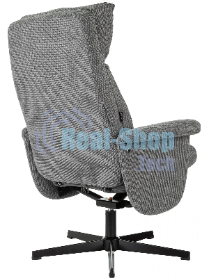 Кресло для дома Бюрократ Baron с пуфом серый, металл черный крестов. (BARON/GREY)