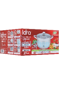 Кастрюля LARA LR02-583 SONATA 24x14,5 см, 6.5 л, нержавеющая сталь, индукция, с крышкой