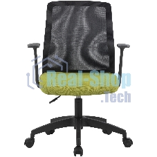 Кресло компьютерное Cactus CS-MC222-BKGN черный, сиденье салатовый, сетка/ткань, низк.спин. крестов. пластик, пластик черный