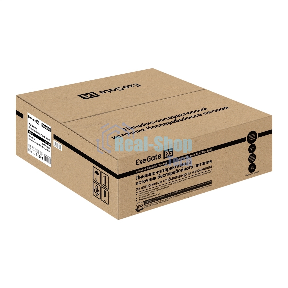Источник бесперебойного питания ExeGate 1U ServerRM UNL-1000.LCD.AVR.6C13.RJ.USB.1U 1000VA/600W, LCD, AVR, 6*C13, RJ, USB, 1U, установка в стойку, черный