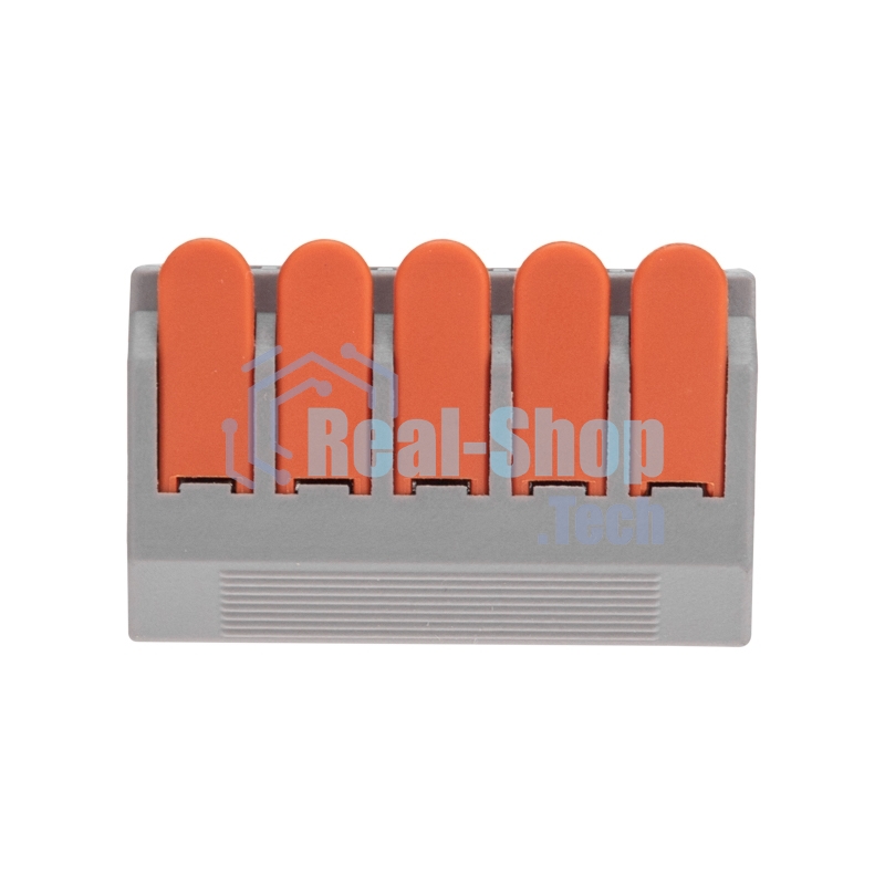 Универсальная клемма Rexant СМК 222-615/221-615, 5-проводная серая 0,5-4/6 мм² (15 шт/уп)