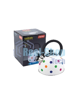 Чайник для плиты со свистком MAL-0403 2,2 литра, окрашенный в горошек, из нерж. стали, капсулированное дно