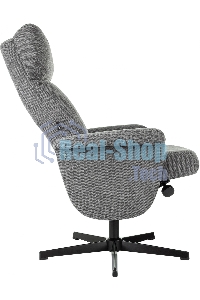 Кресло для дома Бюрократ Baron с пуфом серый, металл черный крестов. (BARON/GREY)