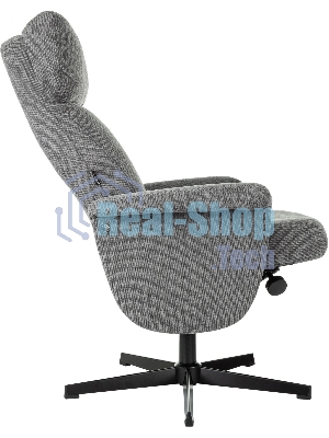 Кресло для дома Бюрократ Baron с пуфом серый, металл черный крестов. (BARON/GREY)