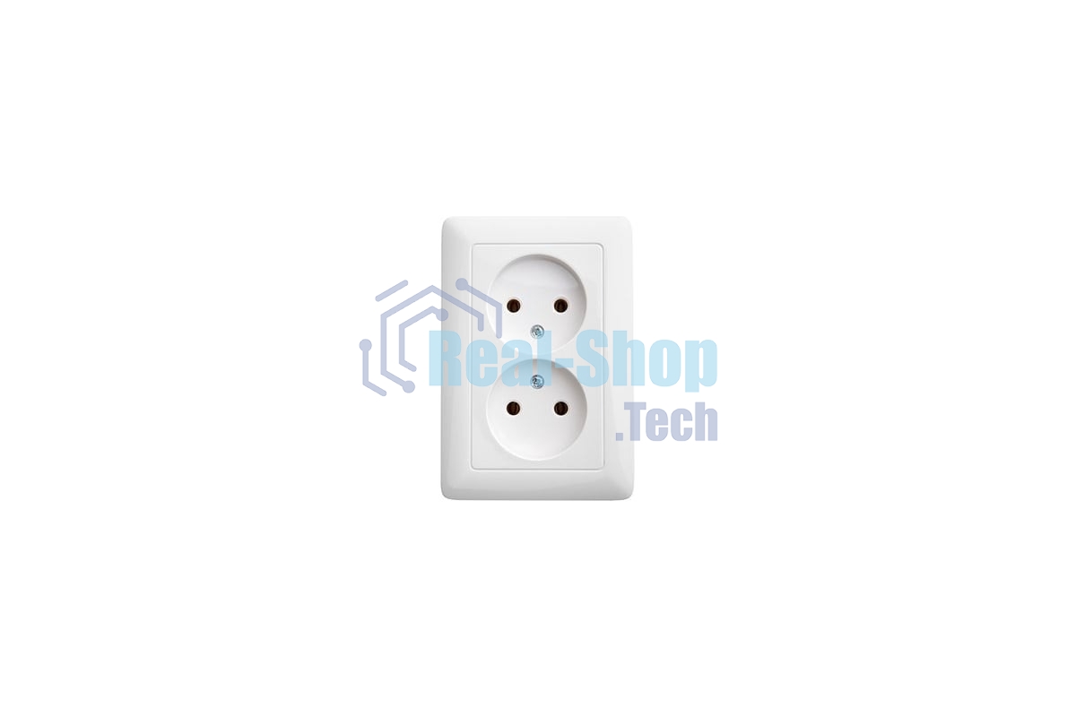 Розетка WESSEN RS16-235-BХИТ белый 2-ая б/з 10А скрытый монтаж