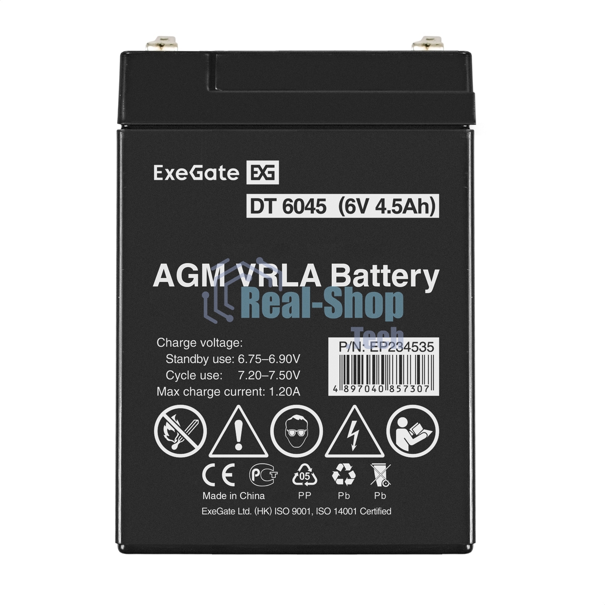 Батарея для ИБП ExeGate EP234535RUS DT 6045/EXG645 (6V 4.5Ah) клеммы F1