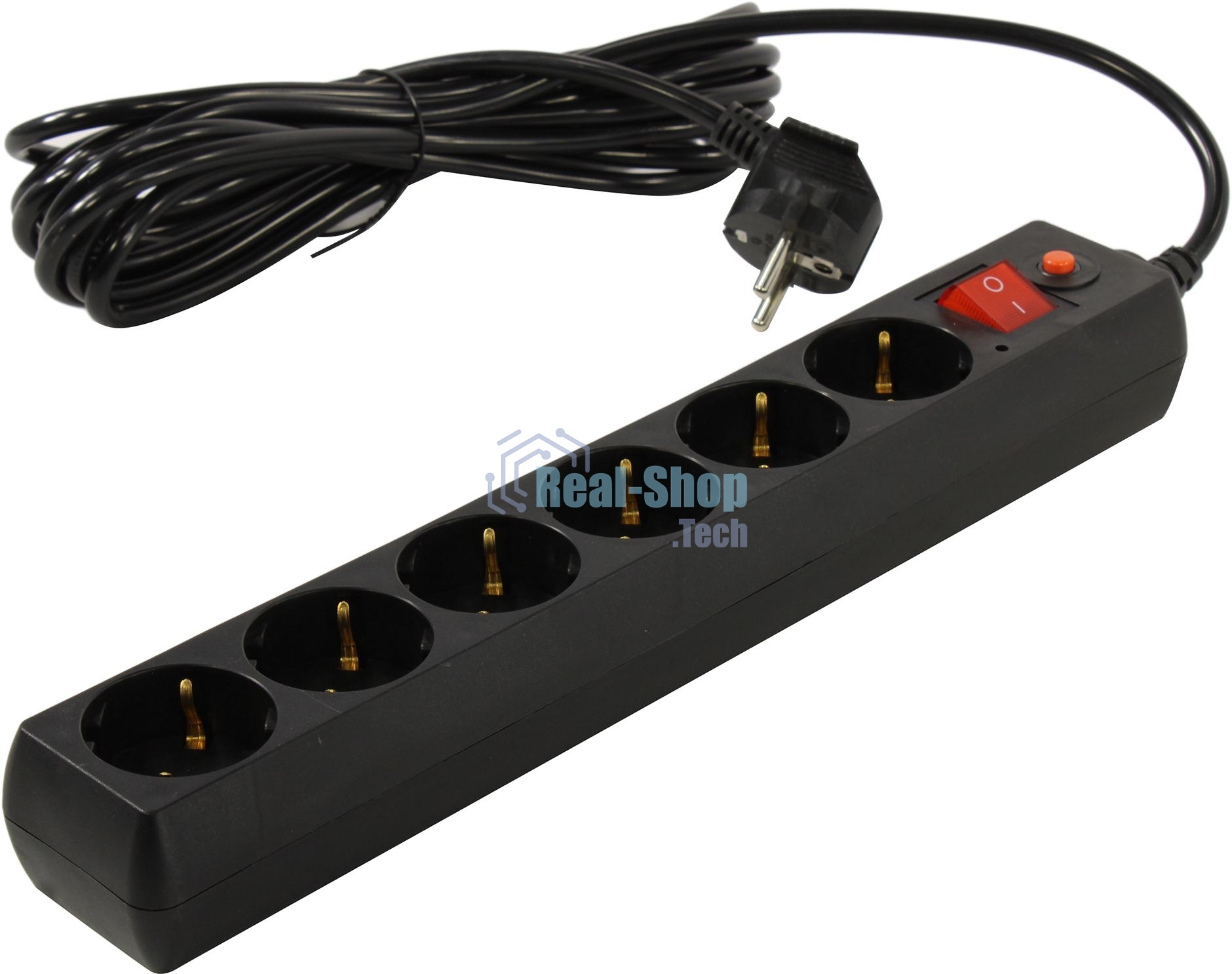 Сетевой фильтр BURO Сетевой фильтр, 6 розеток, 5 метра, (600SH-5-B), черный 992278