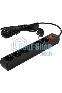 Сетевой фильтр BURO Сетевой фильтр, 6 розеток, 5 метра, (600SH-5-B), черный 992278