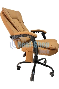 Кресло компьютерное с вибромассажем Cactus CS-CHR-OC05M-BR бежевый, эко.кожа, с подголов. крестов. пластик черный