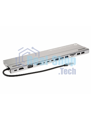 Адаптер VCOM TypeC -->3*USB3.0+2*USB2.0+VGA+RJ45+SD+TF+AUD+HDMI+DP+2*USB3.1 Data+PD