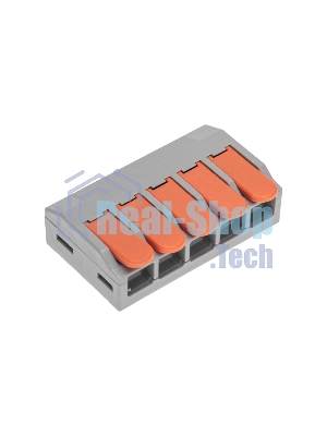 Универсальная клемма Rexant СМК 222-615/221-615, 5-проводная серая 0,5-4/6 мм² (15 шт/уп)