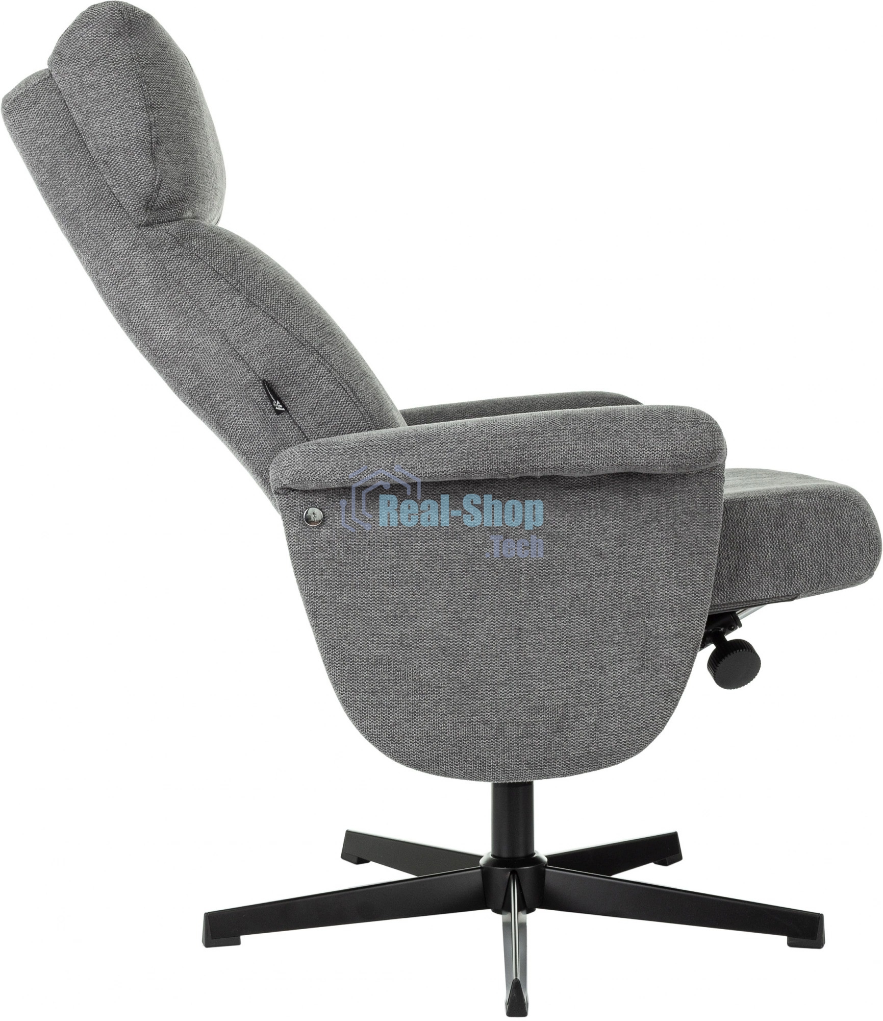 Кресло для дома Бюрократ Baron с пуфом серый, металл черный крестов. (BARON/GREY)