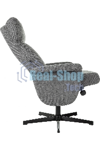 Кресло для дома Бюрократ Baron с пуфом серый, металл черный крестов. (BARON/GREY)