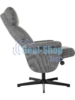 Кресло для дома Бюрократ Baron с пуфом серый, металл черный крестов. (BARON/GREY)