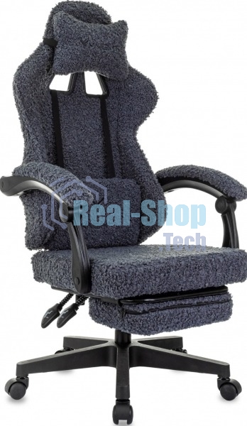 Кресло игровое Knight Lord/F темно-синий, экомех, крестов. пластик, подст. для ног