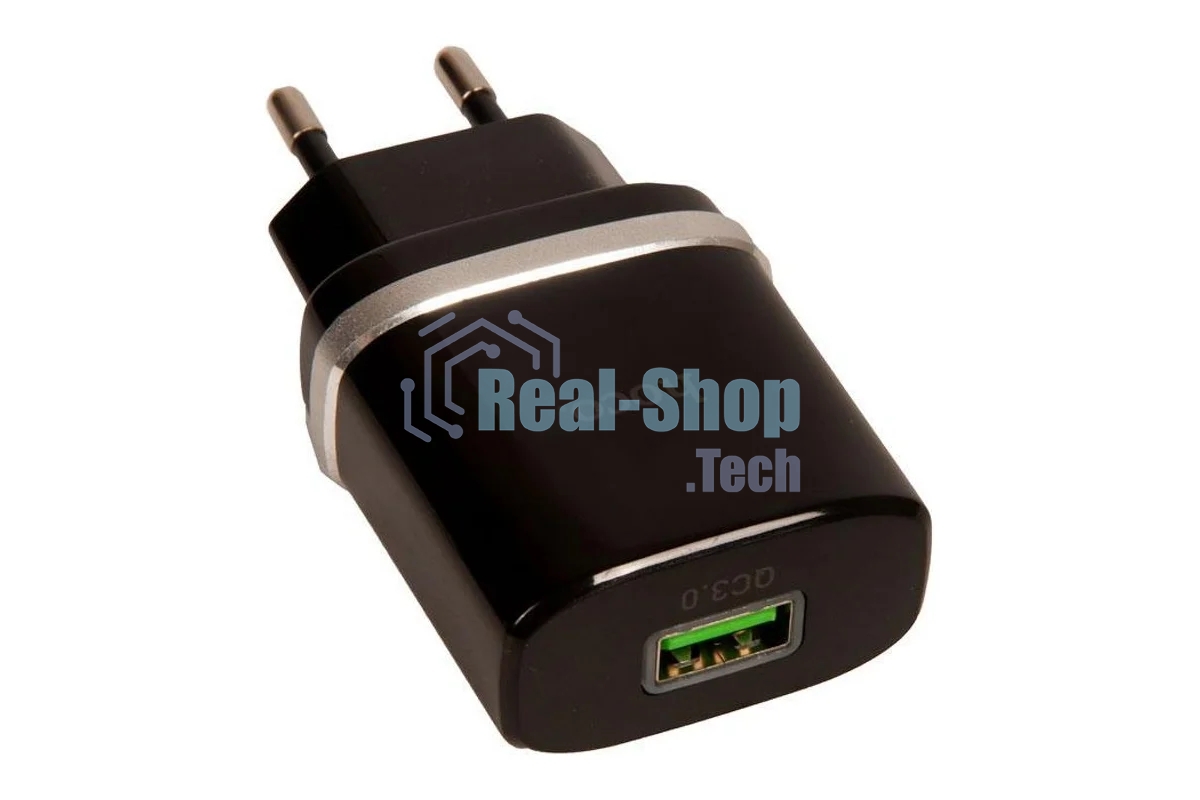 Блок питания (сетевой адаптер) HOCO С12Q Smart QC3.0, кабель Type-C-USB, 5V, 3.0A, черный