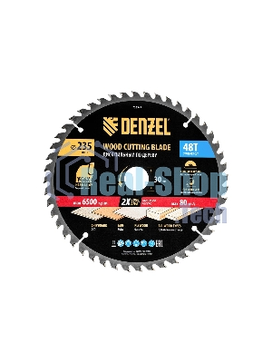 Пильный диск по дереву Denzel ф235 х 30 мм, 48 зубьев 733547