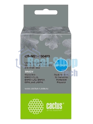 Картридж ленточный Cactus CS-M21-750423 черный шрифт, белый фон (19.1 мм, 6.4 м) для Brady BMP21-PLUS, BMP21-LAB