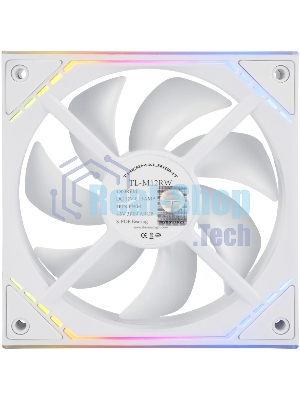 Кулер для корпуса Thermalright TL-M12RW Reverse (124x120x25mm, 4-pin PWM, ARGB, 42.6CFM, 23.2dBA, 1500RPM, White)