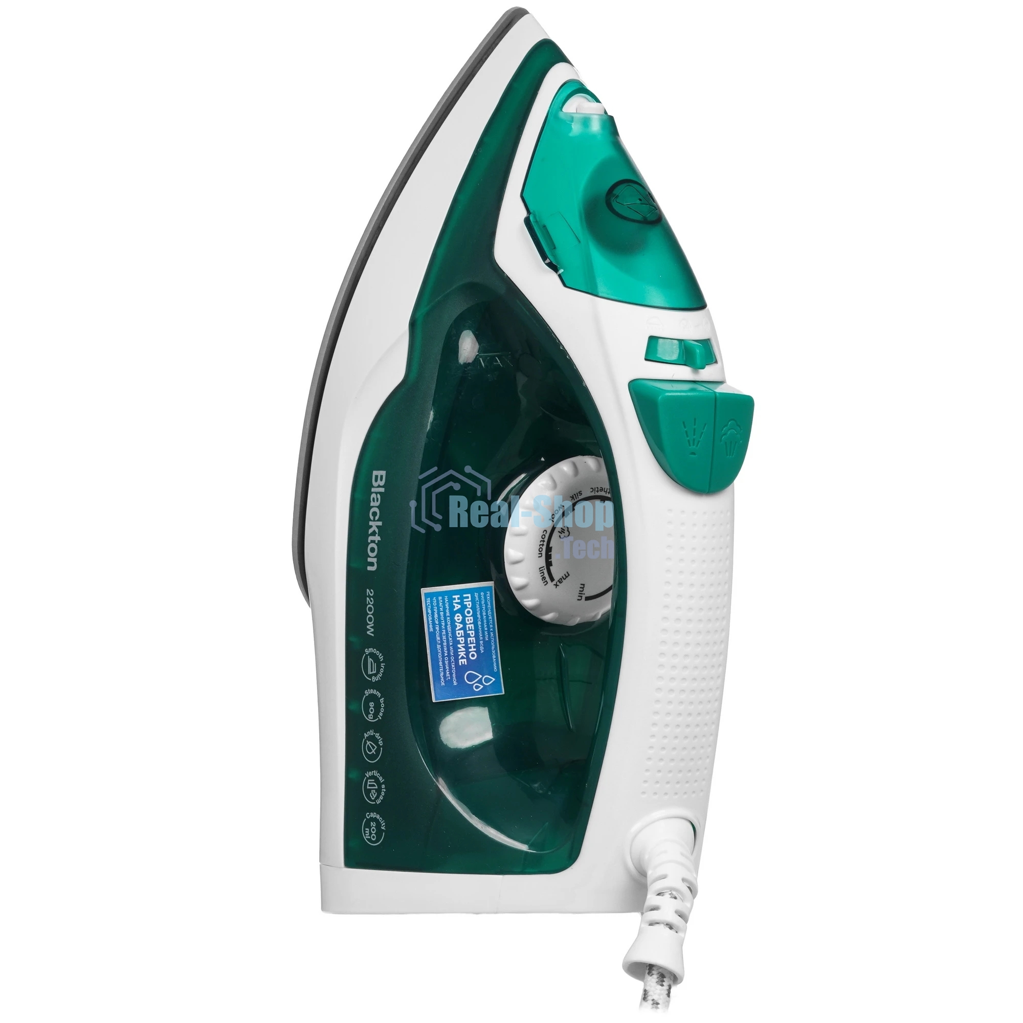 Утюг Blackton Bt SI3111 белый/зеленый, 2200 Вт, 20 г/мин, 90 г/мин, 200 мл