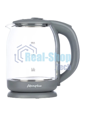 Чайник электрический МАТРЕНА MA-007 1.8 л,стекло/пластик, серый (105225)