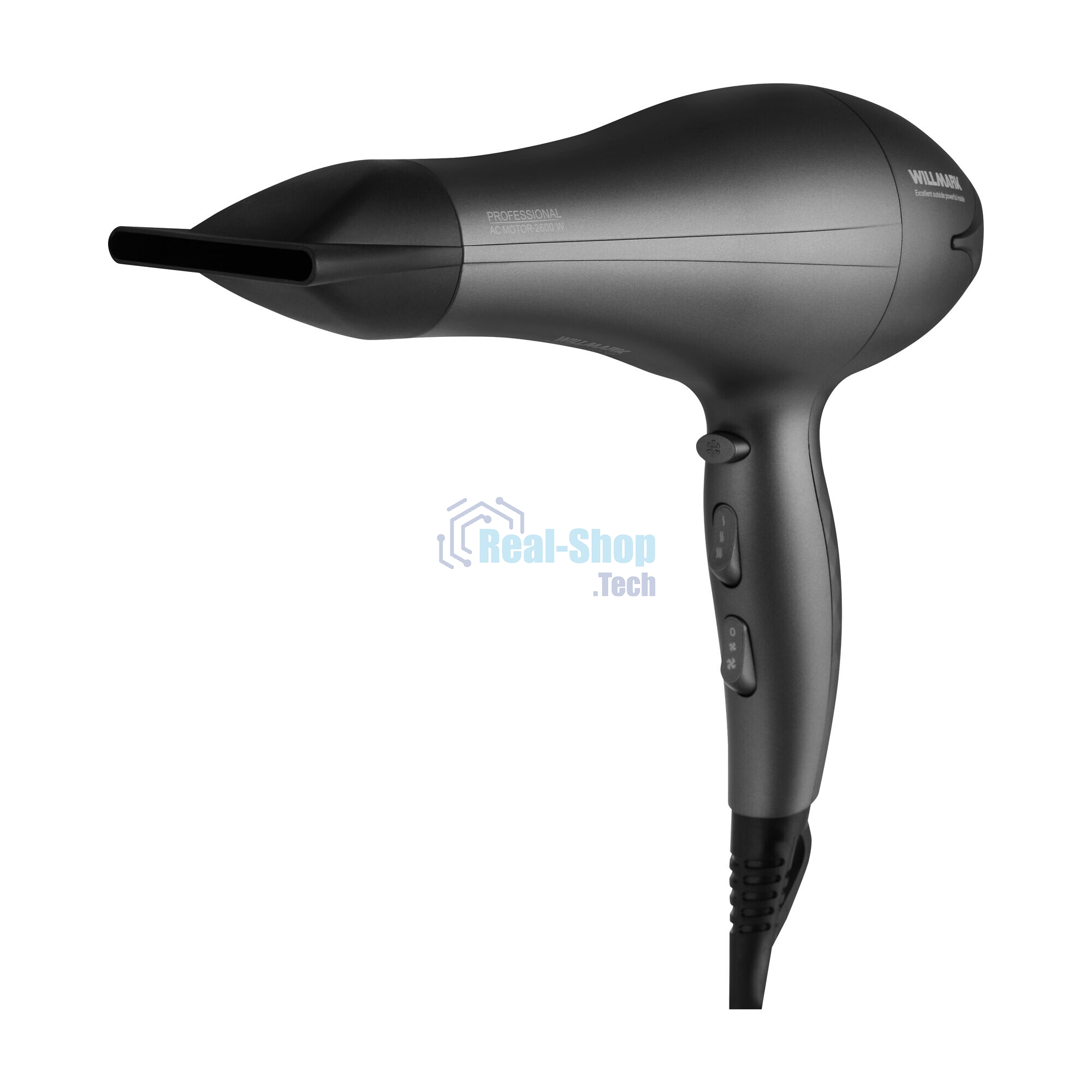 Фен WILLMARK WHD-2322AI графитовый, 2600 Вт, ионизация