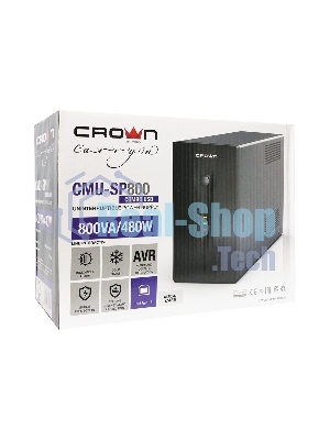 Источник бесперебойного питания Crown CMU-SP800 COMBO USB/800 ВА\480 Вт/7 x компьютерная/евророзетка (C13/Schuko)