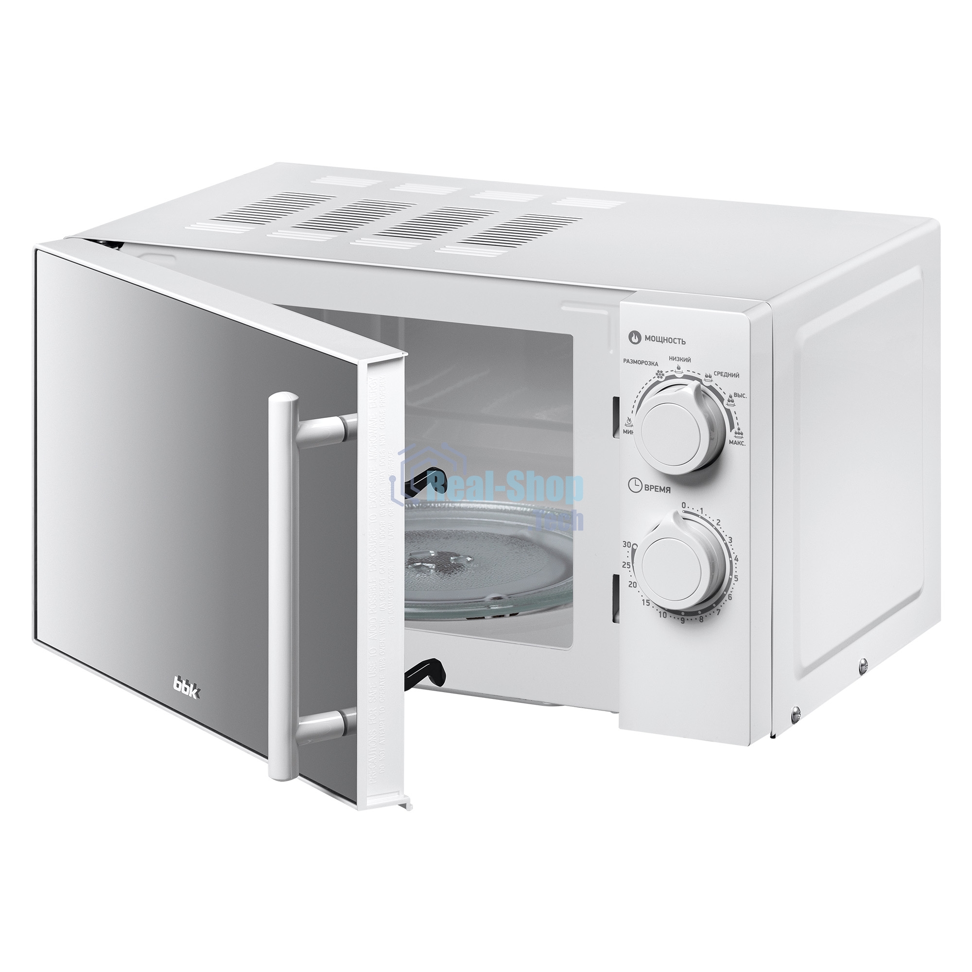 Микроволновая печь BBK 20MWS-771M/WM белый, 20 л, 700 Вт, переключатели - поворотный механизм