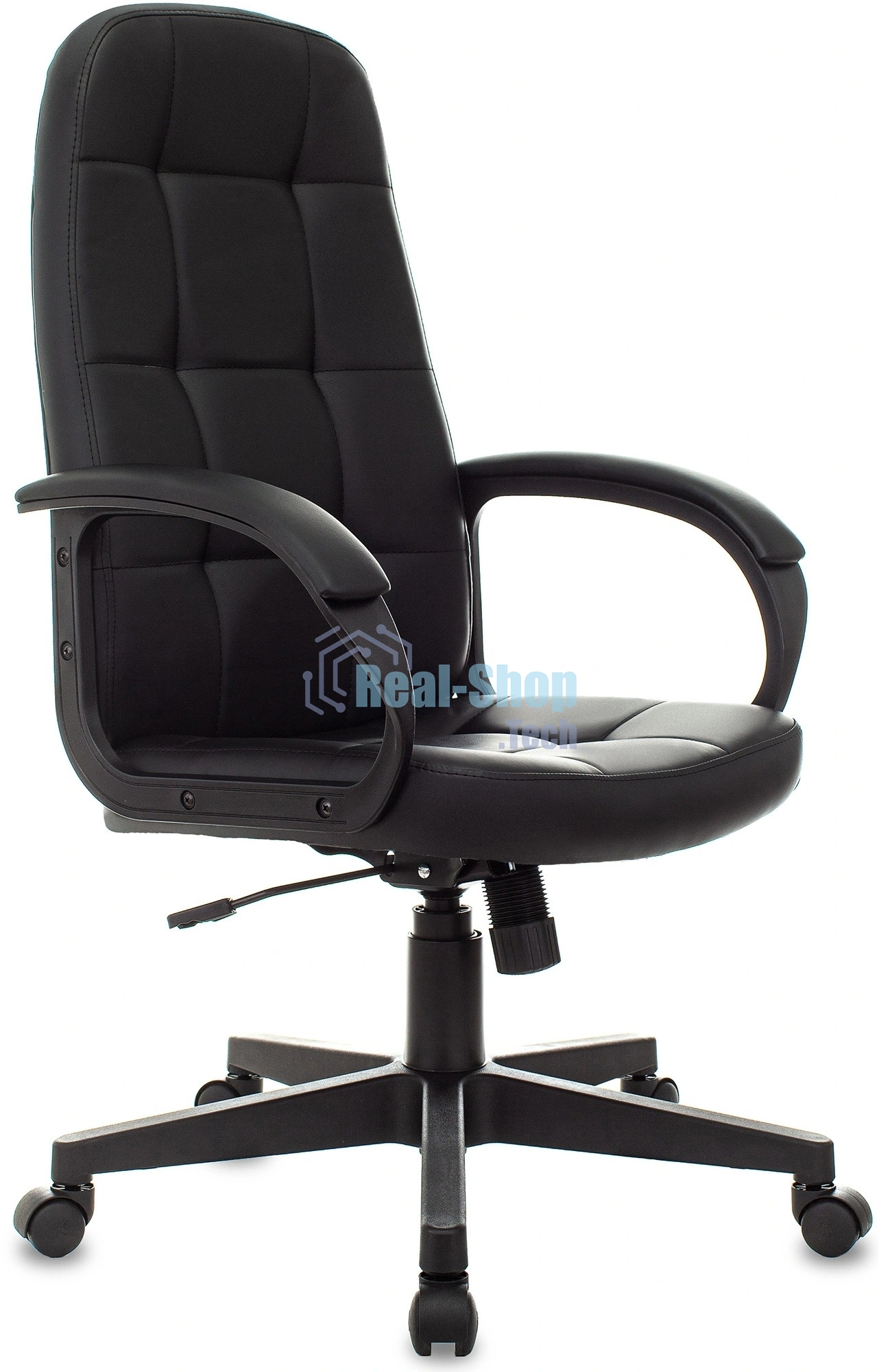 Кресло руководителя Бюрократ CH 002 черный, эко.кожа, крестов. пластик