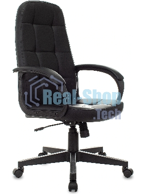 Кресло руководителя Бюрократ CH 002 черный, эко.кожа, крестов. пластик