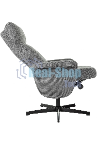 Кресло для дома Бюрократ Baron с пуфом серый, металл черный крестов. (BARON/GREY)