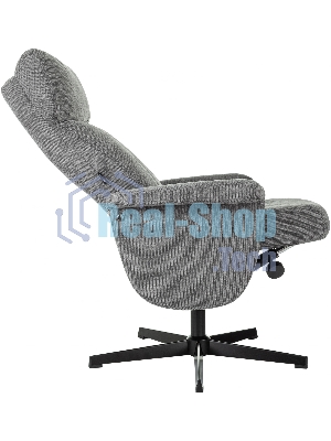 Кресло для дома Бюрократ Baron с пуфом серый, металл черный крестов. (BARON/GREY)