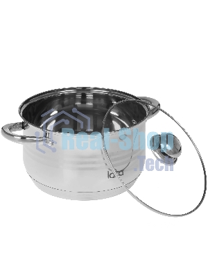 Кастрюля LARA LR02-583 SONATA 24x14,5 см, 6.5 л, нержавеющая сталь, индукция, с крышкой