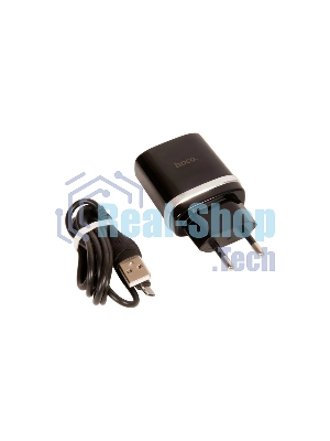 Блок питания (сетевой адаптер) HOCO С12Q Smart QC3.0, кабель Type-C-USB, 5V, 3.0A, черный