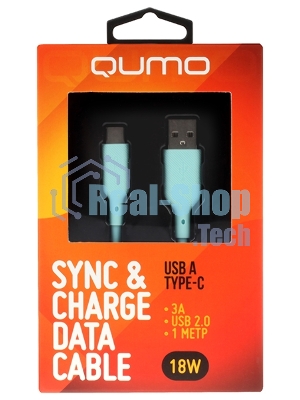 Кабель USB-A to Type-C, silica gel, 1м, 3A, 18W (blue)